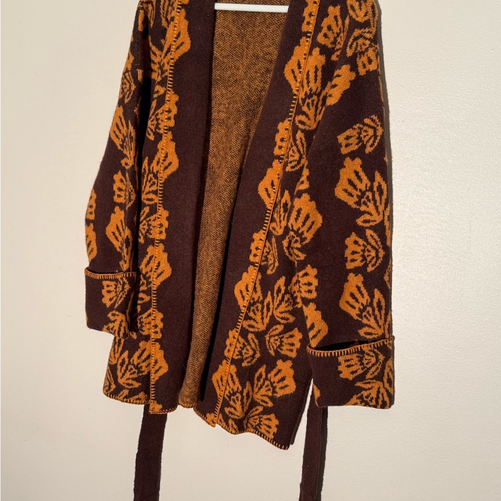 Umgee Brown and Orange Patterned Cardigan